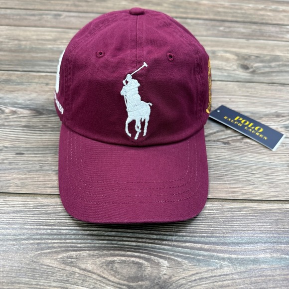 Polo Ralph Lauren Big Pony 20th Anniversary Ball Cap Maroon Burgundy Hat NEW